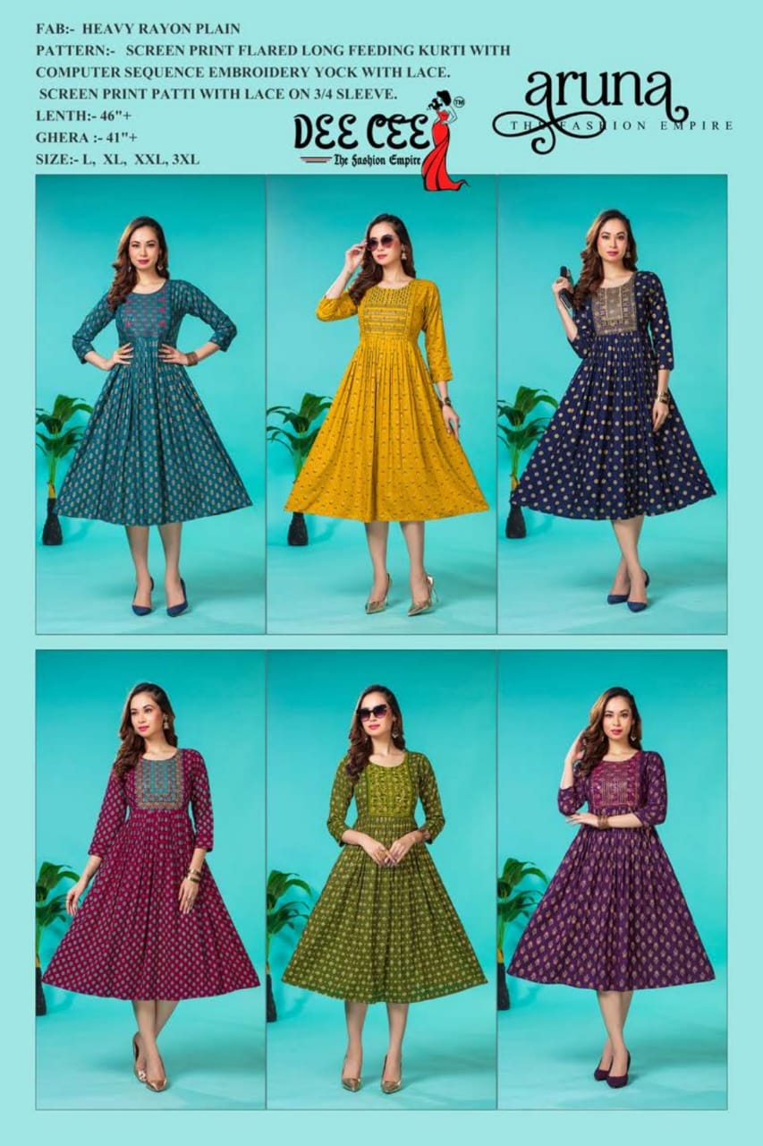 Aruna By Deecee Feeding Rayon Printed Kurtis Catalog